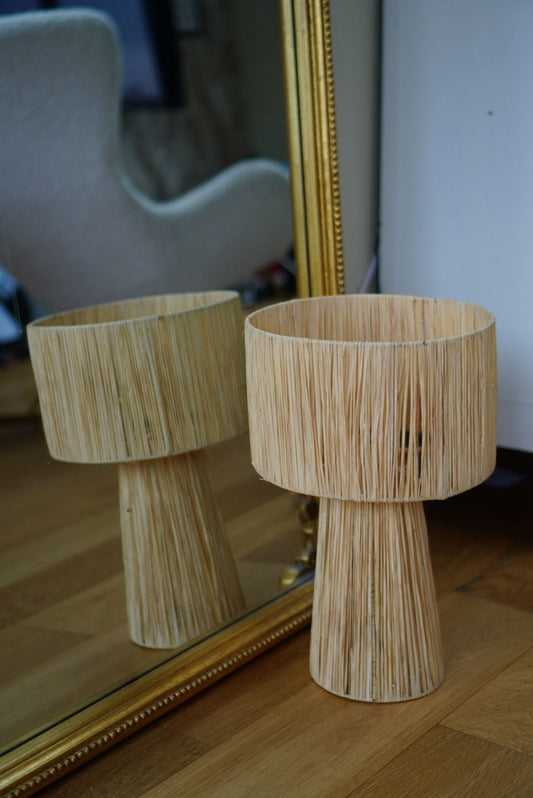 Lampe en osier beige grand modèle