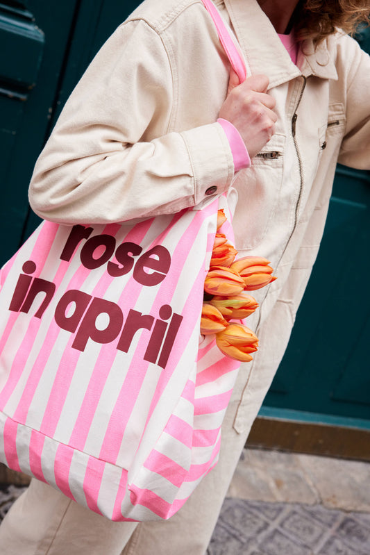 Sac Cabas Rayures Rose fluo Edition limitée