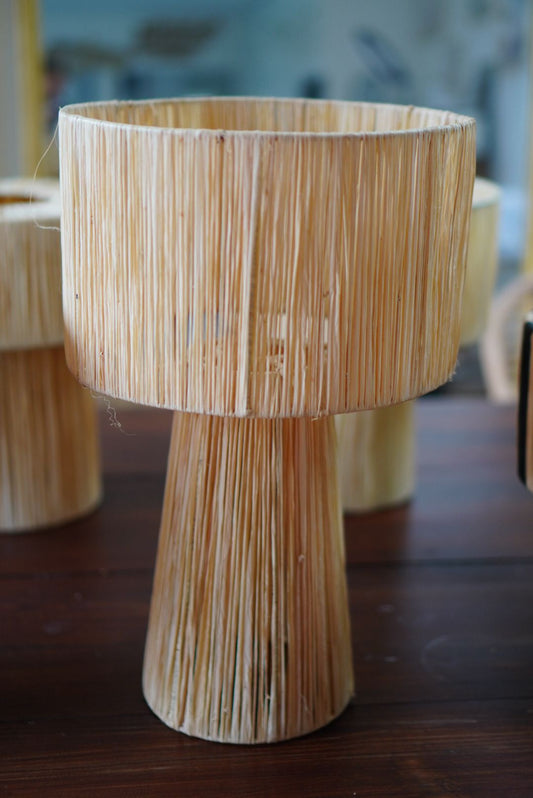 Lampe en osier beige grand modèle